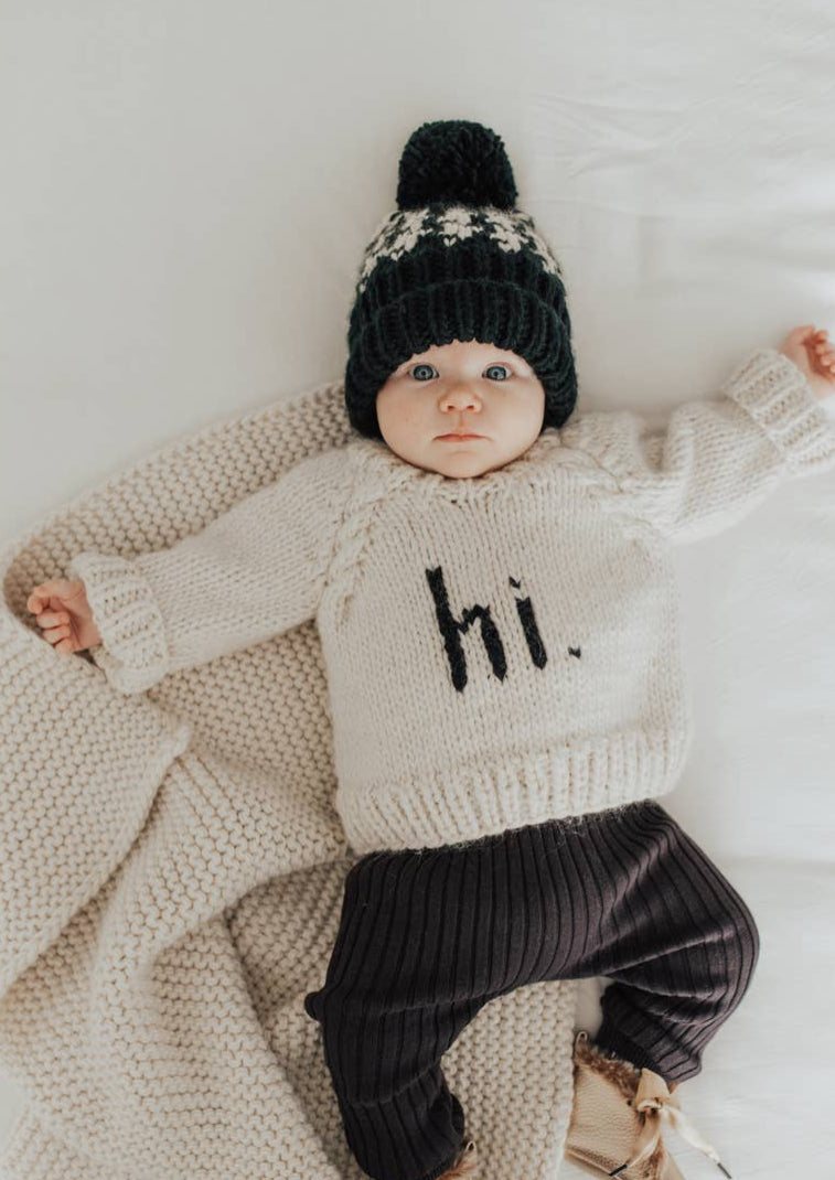 Hi Hand Knit Baby Sweater