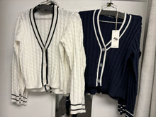 Load image into Gallery viewer, Cable Cotton Varsity Cardigan
