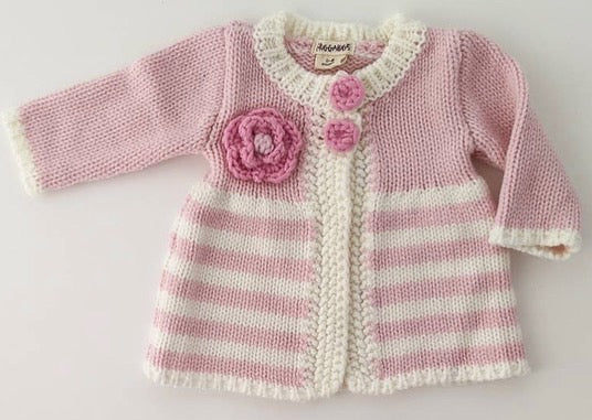 Baby Cardigan Flower Stripe Sweater