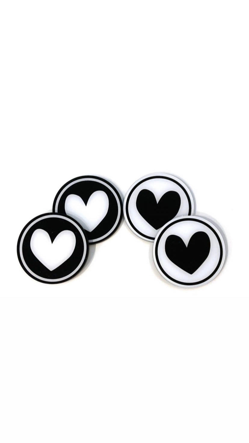 Black & White Lucite Heart coasters