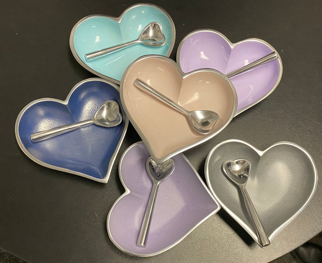 Happy Metal Heart Bowl with Spoon